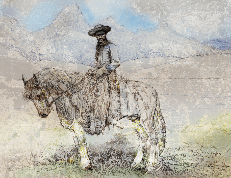 Teton Cowboy Illustration by Michael Morris